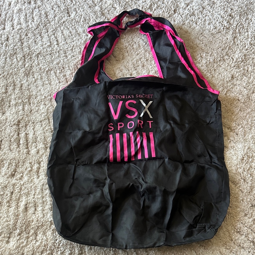 Foldable Victoria's Secret VSX Sport Black Tote with Pink Accents